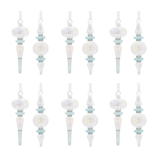 5.5" Iridescent Finial Drop Ornament Set By Melrose in Blue | Michaels®